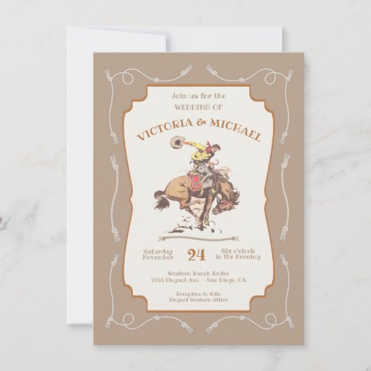 Westerne cowboy Bucking Bronco Wedding Kaart (Voorkant)