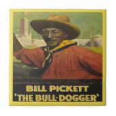 Westerne Cowboy Bull Dogger Tegeltje (Voorkant)