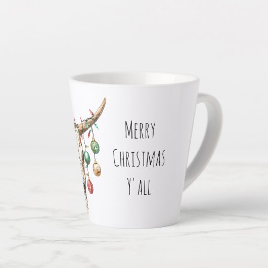 Westerne Cowboy Bull Ornamenten Kerst Latte Mok (Rechterhoek)