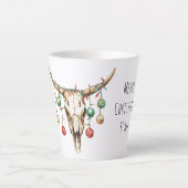 Westerne Cowboy Bull Ornamenten Kerst Latte Mok (Voorkant)