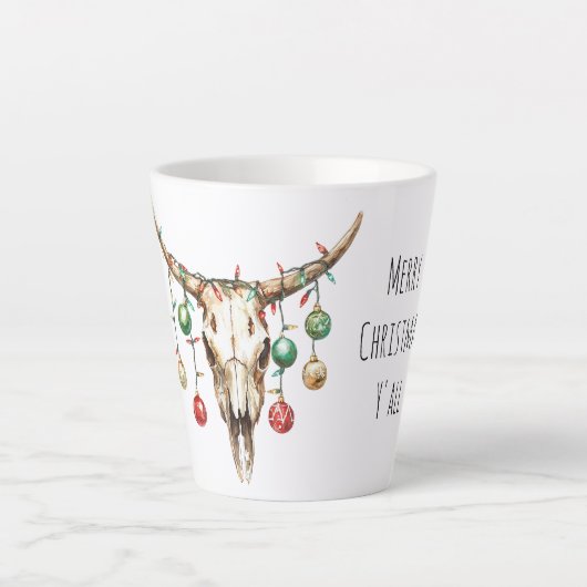 Westerne Cowboy Bull Ornamenten Kerst Latte Mok (Voorkant)