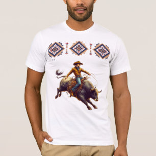 Westerne Cowboy Bull Rider Aztec T-shirt