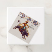 Westerne Cowboy Bull Rider Azteekse verjaardagsfee Bedankjes Labels (In situ)