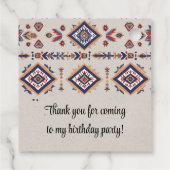 Westerne Cowboy Bull Rider Azteekse verjaardagsfee Bedankjes Labels (Achterkant)