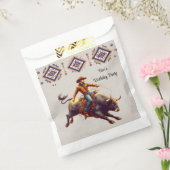 Westerne Cowboy Bull Rider Azteekse verjaardagsfee Bedankzakje (Gezegeld)