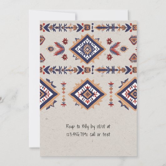 Westerne Cowboy Bull Rider Azteekse verjaardagsfee Kaart (Achterkant)