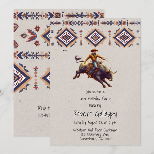 Westerne Cowboy Bull Rider Azteekse verjaardagsfee Kaart (Voorkant / Achterkant)