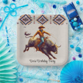Westerne Cowboy Bull Rider Azteekse verjaardagsfee Papieren Bordje (Feest)