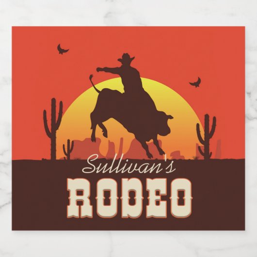 Westerne cowboy Bull Rider Rodeo Bier Etiket (Enkel label)