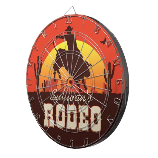 Westerne cowboy Bull Rider Rodeo Dartbord (Voorkant Rechts)