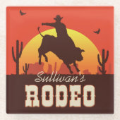 Westerne cowboy Bull Rider Rodeo Glazen Onderzetter (Voorkant)