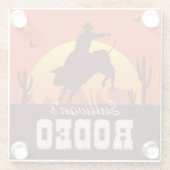 Westerne cowboy Bull Rider Rodeo Glazen Onderzetter (Achterkant)