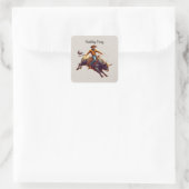 Westerne Cowboy Bull Rider verjaardagsfeestje Vierkante Sticker (Tas)