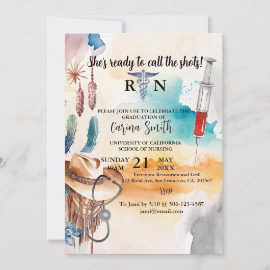 Westerne cowboy Cactus, Afstuderen van verpleegsch Kaart (Voorkant)