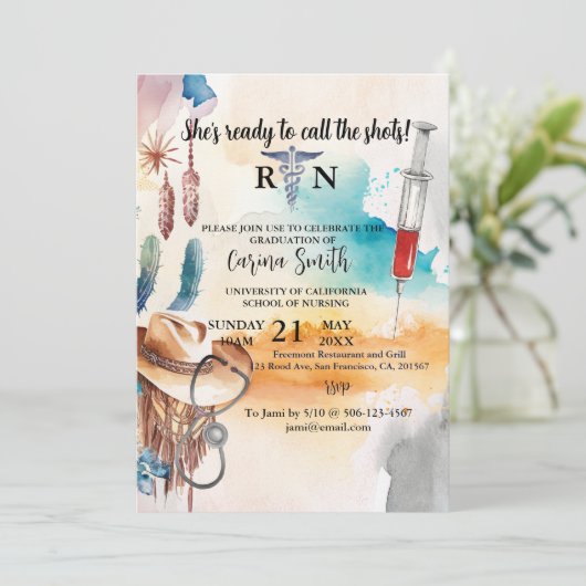 Westerne cowboy Cactus, Afstuderen van verpleegsch Kaart (Staand voorkant)