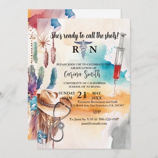 Westerne cowboy Cactus, Afstuderen van verpleegsch Kaart (Voorkant / Achterkant)