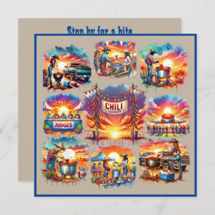 Westerne Cowboy Chili Cookoff Scenes 1 Aangepast Kaart