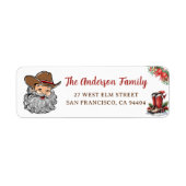 Westerne Cowboy Christmas Return Adreslabel Etiket (Voorkant)