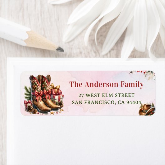Westerne Cowboy Christmas Return Adreslabel Etiket (Insitu)