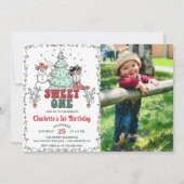 Westerne Cowboy Christmas Sweet One Verjaardagsfot Kaart (Voorkant)