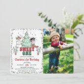 Westerne Cowboy Christmas Sweet One Verjaardagsfot Kaart (Staand voorkant)