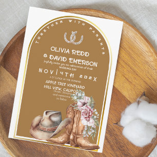 Westerne Cowboy Country Rustic Bloemen Huwelijk Kaart