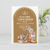 Westerne Cowboy Country Rustic Bloemen Huwelijk Kaart (Staand voorkant)