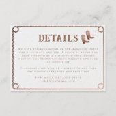 Westerne Cowboy Country Rustieke Bruiloft Details Informatiekaartje (Voorkant)