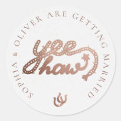 Westerne Cowboy Country Rustieke Bruiloft Ronde Sticker (Voorkant)