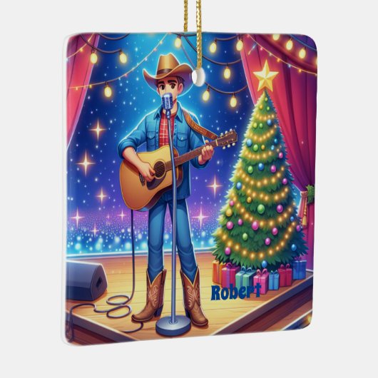 Westerne Cowboy Country Singer Christmas Keramisch Ornament (Rechts)