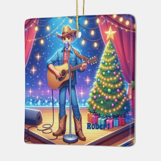 Westerne Cowboy Country Singer Christmas Keramisch Ornament (Links)