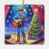 Westerne Cowboy Country Singer Christmas Keramisch Ornament (Voorkant)