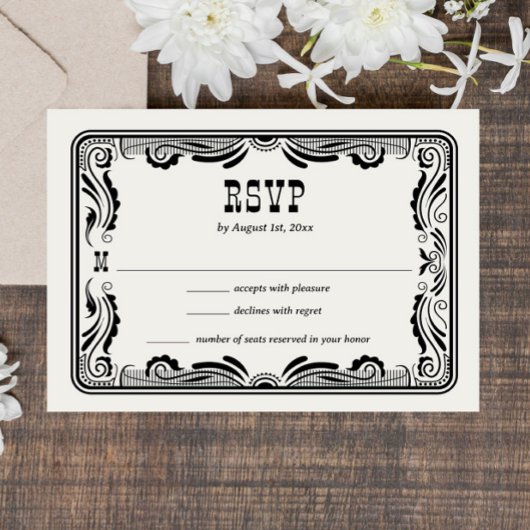  Westerne Cowboy Country Wedding RSVP-kaart RSVP Kaartje