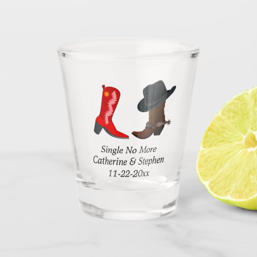 Westerne Cowboy Cowgirl Boots country Wedding Even Shot Glas (Voorkant)