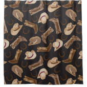 Westerne Cowboy Cowgirl Boots Petten Brown Tan Bla Douchegordijn (Voorkant)