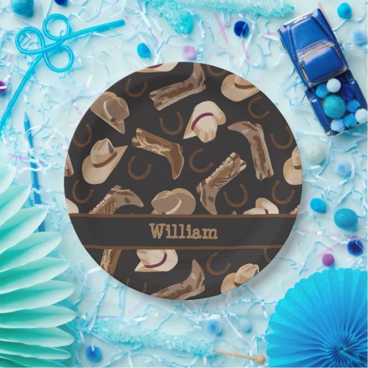 Westerne Cowboy Cowgirl Boots Petten Bruin zwarte  Papieren Bordje (Feest)