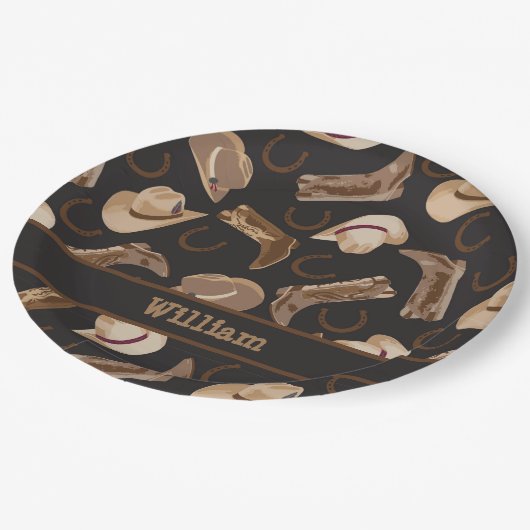 Westerne Cowboy Cowgirl Boots Petten Bruin zwarte  Papieren Bordje (Gekanteld)