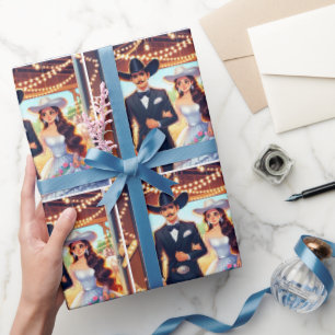 Westerne Cowboy Cowgirl bruiloft Cadeaupapier