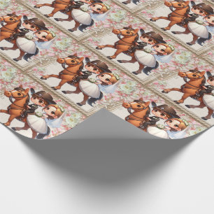 Westerne Cowboy Cowgirl bruiloft Cadeaupapier