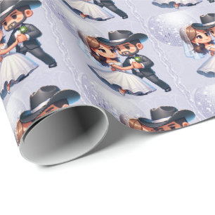 Westerne Cowboy Cowgirl bruiloft Cadeaupapier