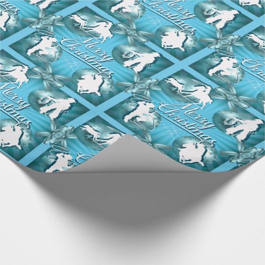 Westerne Cowboy Cowgirl die kerstcadeautje oproept Cadeaupapier (Hoek)