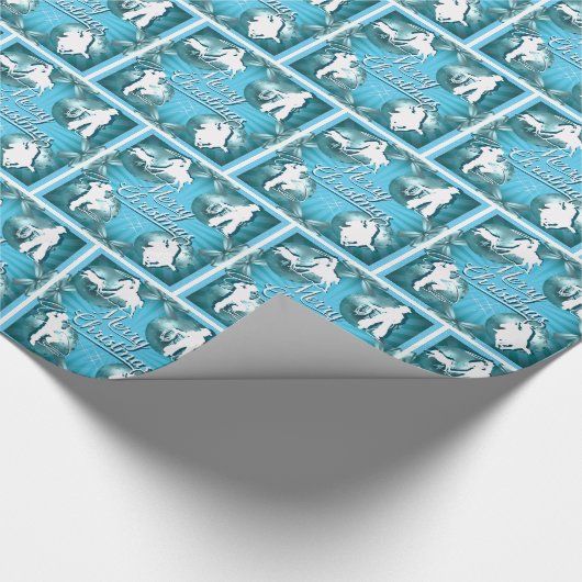 Westerne Cowboy Cowgirl die kerstcadeautje oproept Cadeaupapier (Hoek)