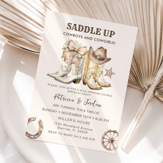 Westerne cowboy cowgirl gemeenschappelijke verjaar kaart