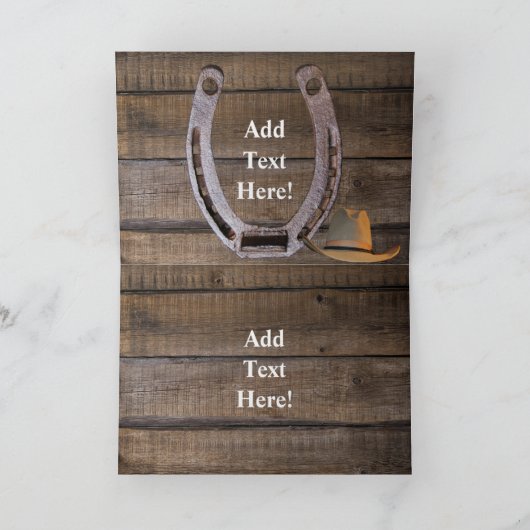 Westerne cowboy Cowgirl Hoefijzer Wagon Wheel Card Kaart (Binnen)