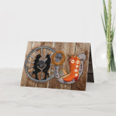 Westerne cowboy Cowgirl Hoefijzer Wagon Wheel Card Kaart (Voorkant)