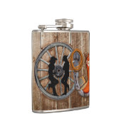 Westerne Cowboy Cowgirl Hoefijzer Wagon Wiel Heupfles (Rechts)