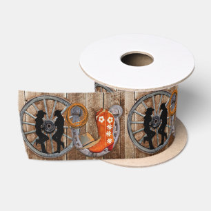 Westerne Cowboy Cowgirl Hoefijzer Wagon Wiel Satijnen Lint