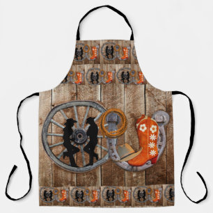 Westerne Cowboy Cowgirl Hoefijzer Wagon Wiel Schort
