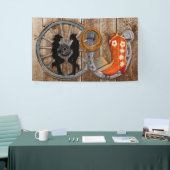 Westerne Cowboy Cowgirl Hoefijzer Wagon Wiel Spandoek (Beurs)
