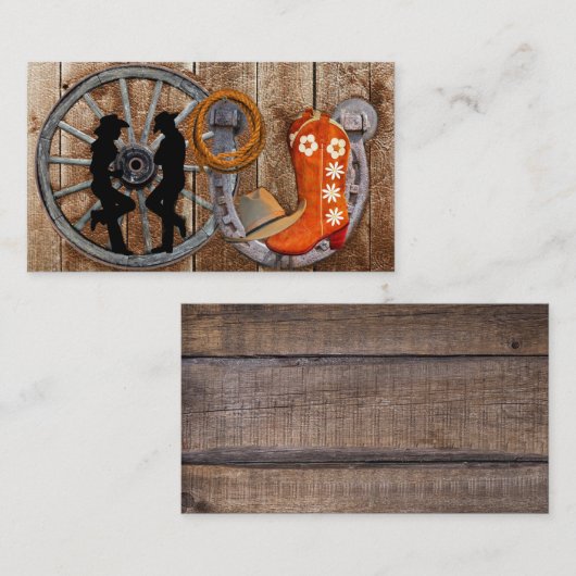 Westerne Cowboy Cowgirl Hoefijzer Wagon Wiel Visitekaartje (Voorkant / Achterkant)